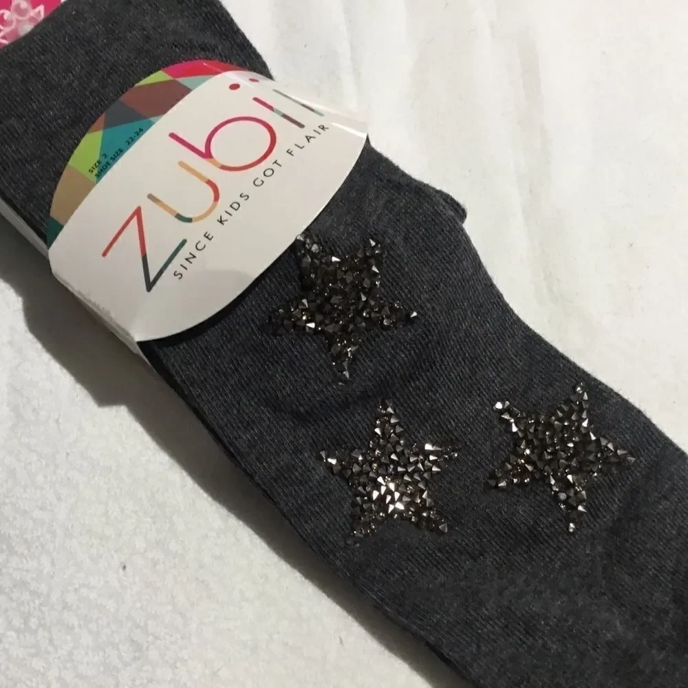 SALE. BUY 3/$10. NWT. Girls Tights Sz. 2. Grey w/Stars